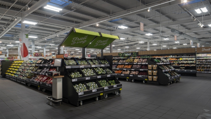 The switch will be made immediately for produce aisles, and by September for in-store bakeries